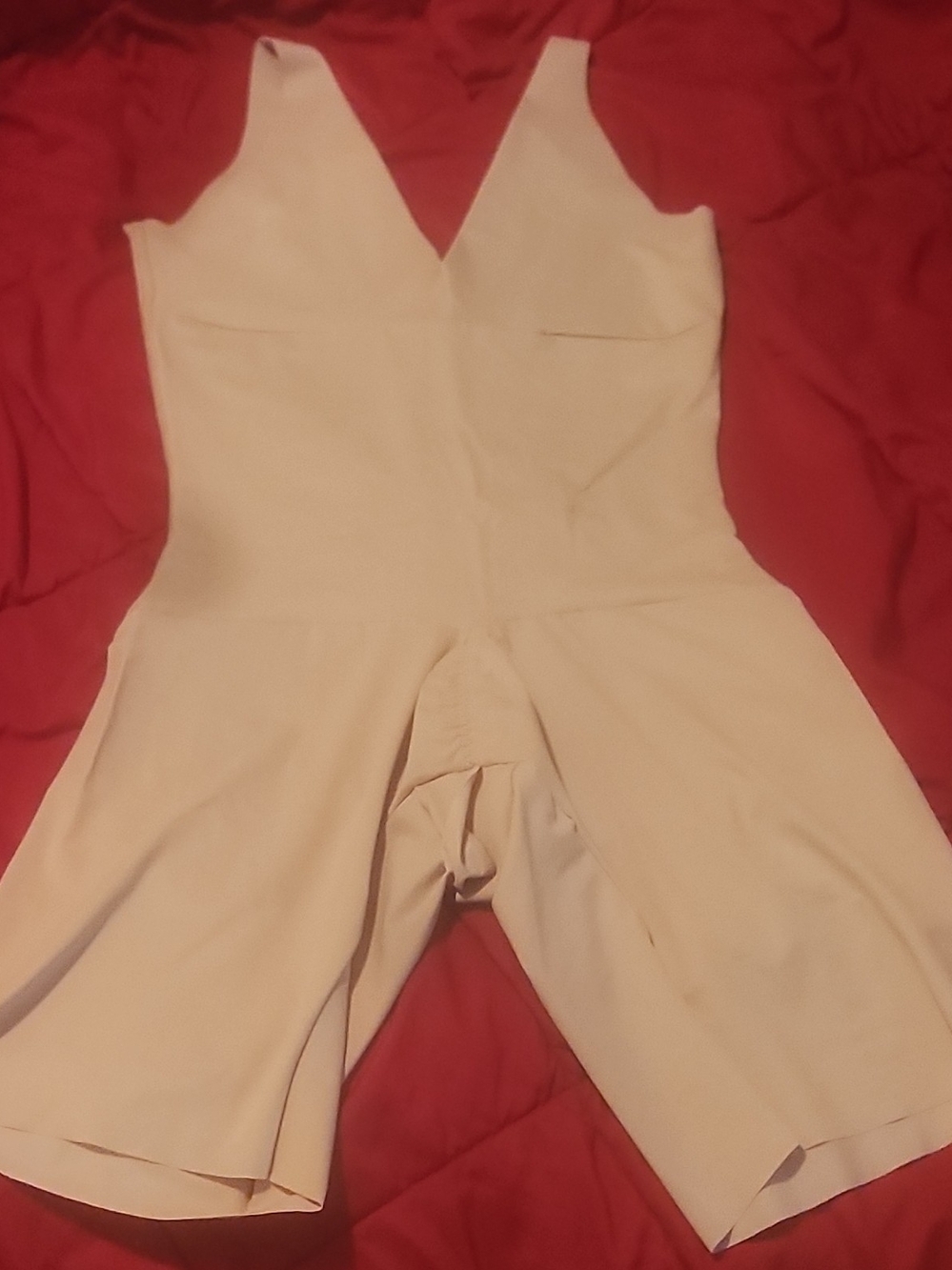V-Neck Cream Sleeveless Jumpsuit Romper